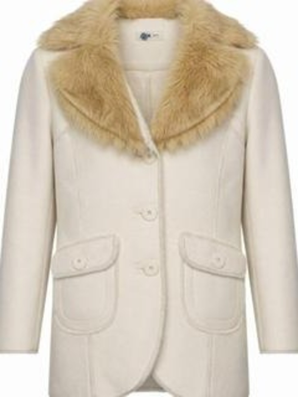 PowWow Beige Camel Women's Faux Fur Collar Jacket L Beige